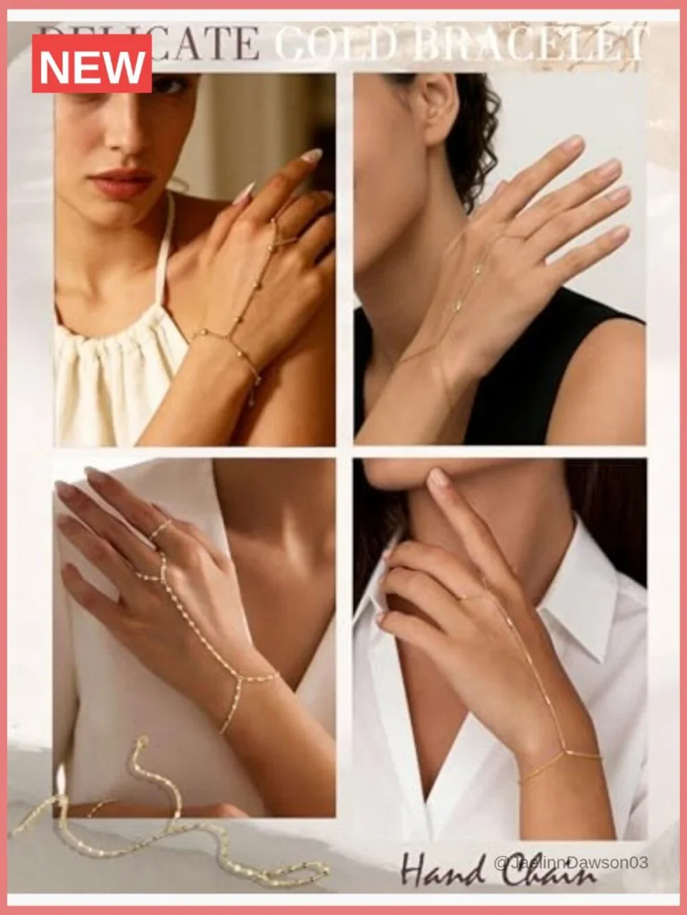 4 Pcs Gold Hand Chain Bracelets Set – Dainty Link Bracelet Stack